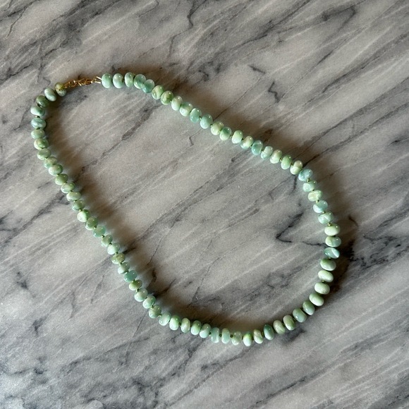 NEW Yellow Green Moonstone Hand Knotted Silk Beaded‎ Necklace Gold Fill 20”